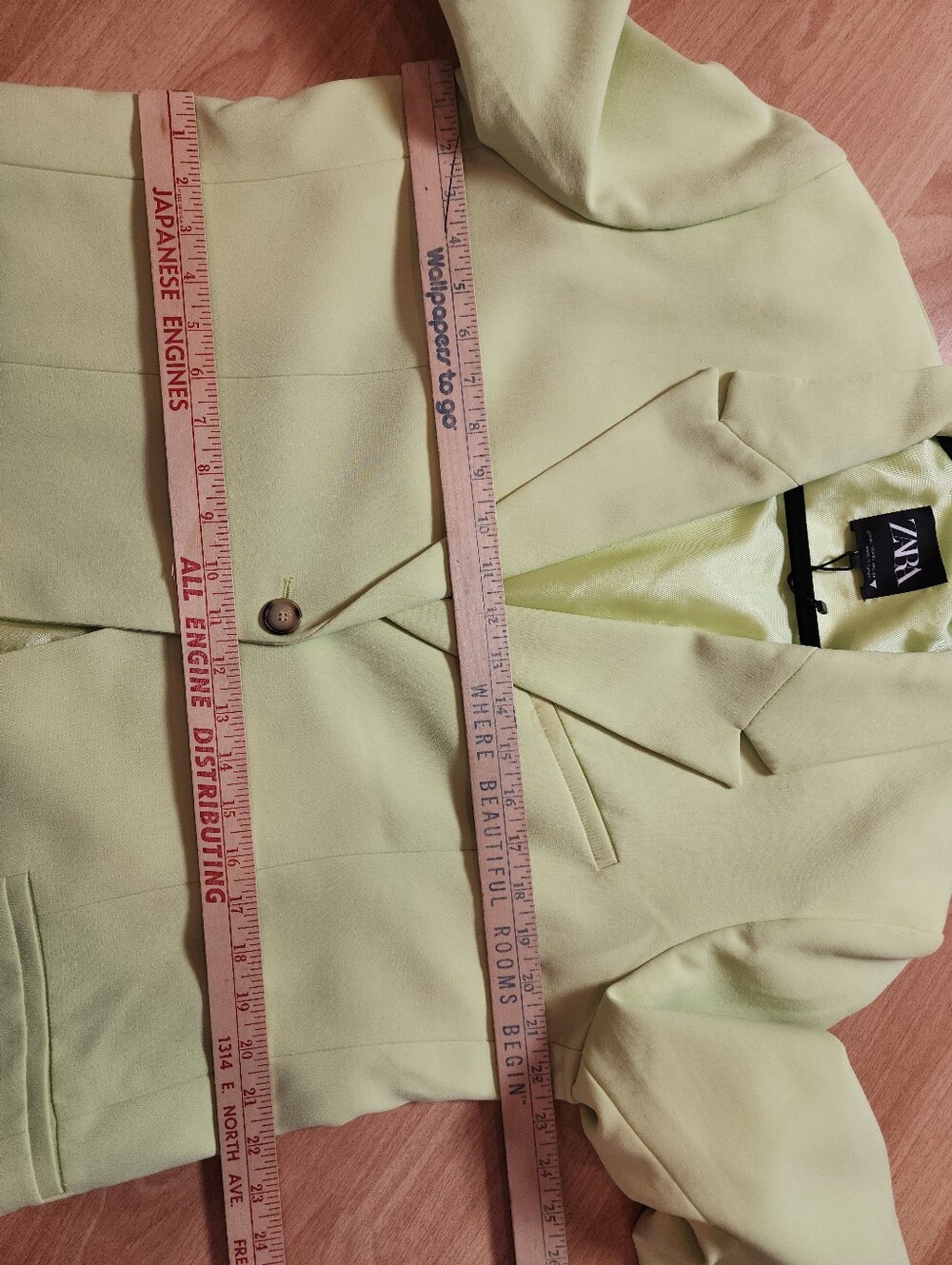 Zara Lime Green Single Button Blazer Jacket Size XL Blogger Fav Lyocell Blend - Picture 4 of 16